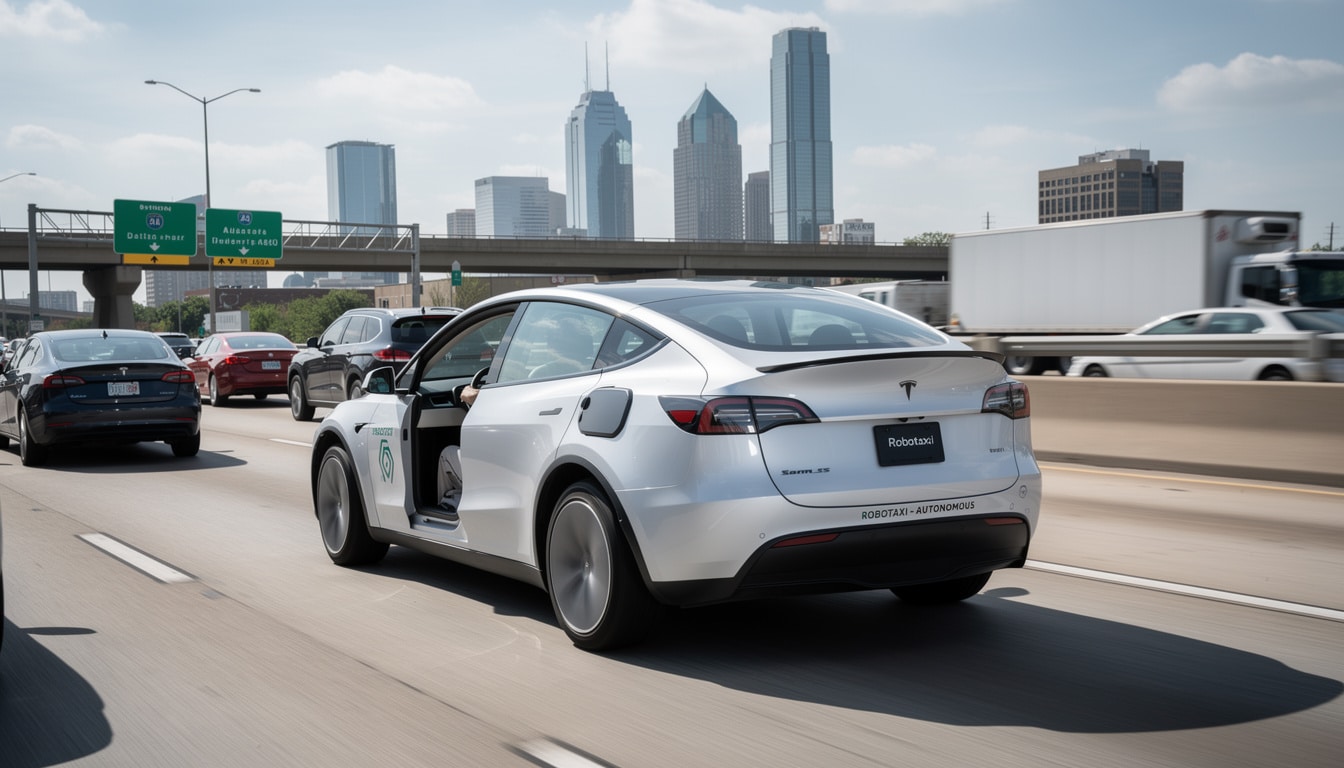 tesla inaugure son service de robotaxis autonome à dallas et houston, offrant une nouvelle expérience de mobilité urbaine innovante et sans conducteur.