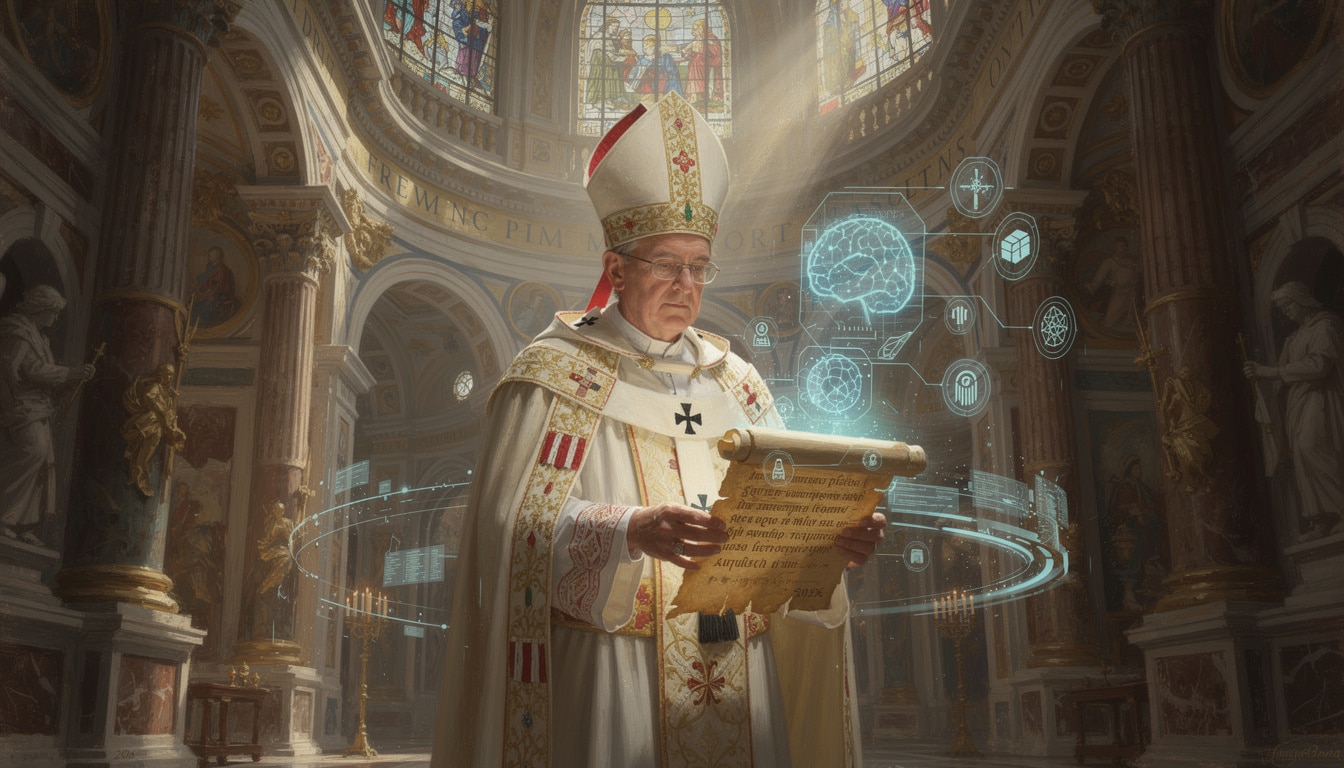 le pape publie sa première encyclique consacrée à la protection et aux enjeux éthiques liés aux défis de l'intelligence artificielle, appelant à une utilisation responsable et humaniste de cette technologie.