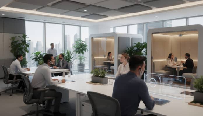 découvrez comment le bureau du futur privilégiera la discrétion et le silence, pour un environnement de travail apaisant où le murmure sera roi.