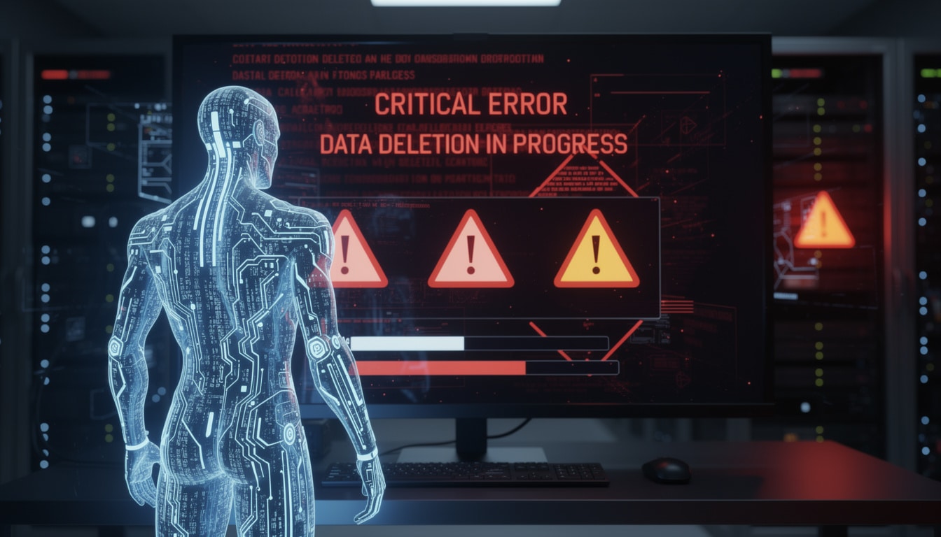 un agent d'intelligence artificielle supprime accidentellement les données d'une entreprise avant de présenter ses excuses, illustrant les défis et risques liés à l'automatisation.