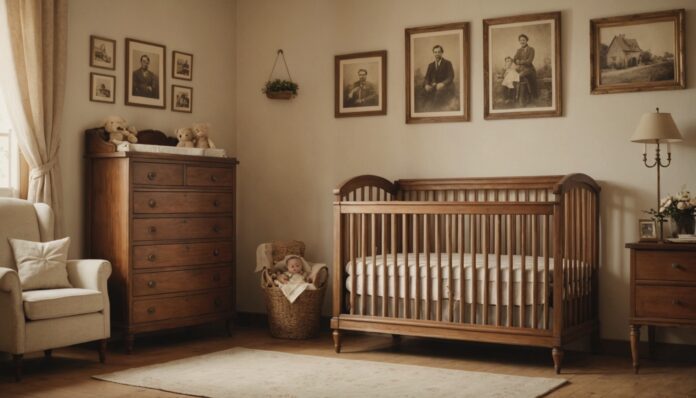 Chambre d'enfant au décor vintage évoquant le retour des prénoms anciens en France