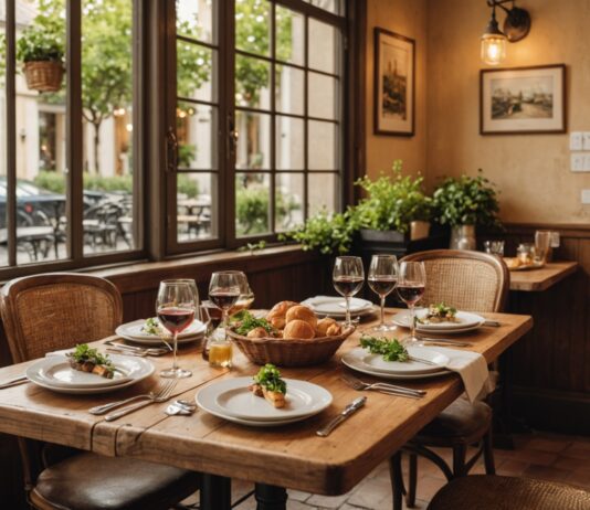 Bib Gourmand : un nombre record d’adresses gourmandes accessibles distinguées par le Guide Michelin Table de restaurant convivial illustrant la sélection Bib Gourmand du Guide Michelin