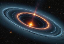Trou noir supermassif : la découverte qui bouleverse la théorie de la formation des galaxies Illustration d'un trou noir supermassif avec disque d'accrétion dans l'espace profond