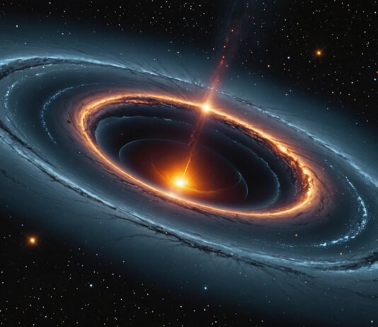 Trou noir supermassif : la découverte qui bouleverse la théorie de la formation des galaxies Illustration d'un trou noir supermassif avec disque d'accrétion dans l'espace profond