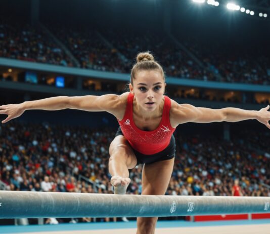 Gymnastique : Elena Colas, 16 ans, devient championne d’Europe à la poutre Jeune gymnaste française en action sur la poutre lors des Championnats d'Europe