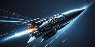 SpaceX boucle le rachat de Cursor pour 60 milliards de dollars en 2026 Illustration futuriste d'une intelligence artificielle de codage fusionnant avec une fusée