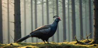 Grand tétras : la France s’apprête à interdire définitivement sa chasse pour sauver l’espèce Grand tétras, oiseau menacé, dans une forêt de montagne brumeuse en France