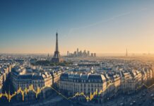 Croissance économique française : ce que révèlent les derniers chiffres de l’Insee Illustration éditoriale de l'économie française avec courbe de croissance et silhouette de Paris
