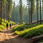 Sentier de randonnée dans la forêt de Fontainebleau après l'incendie et la réouverture de 2026