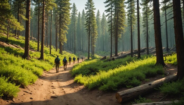 Sentier de randonnée dans la forêt de Fontainebleau après l'incendie et la réouverture de 2026
