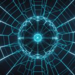 Illustration conceptuelle d'un réseau neuronal enfermé dans des limites géométriques symbolisant les bornes théoriques de l'IA