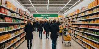 Malgré la crise du pouvoir d’achat, les Français plébiscitent toujours le magasin physique Rayon d'hypermarché fréquenté par des clients en France