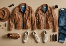 Rentrée : ces tendances mode qui vont s’imposer cet automne-hiver Veste aviateur en cuir, jean barrel et sneakers à détails métallisés, tendances mode de la rentrée