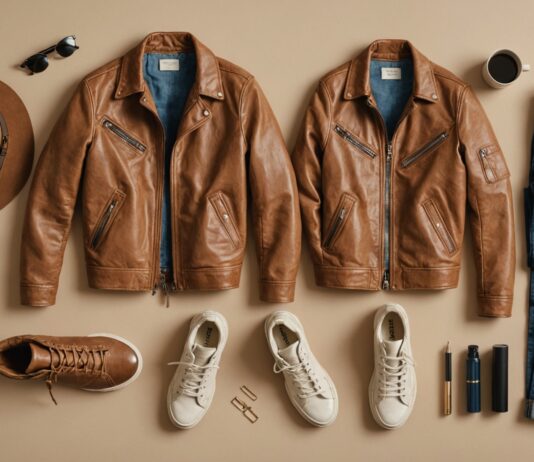 Rentrée : ces tendances mode qui vont s’imposer cet automne-hiver Veste aviateur en cuir, jean barrel et sneakers à détails métallisés, tendances mode de la rentrée