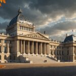 Façade de l'Assemblée nationale à Paris sous un ciel d'automne