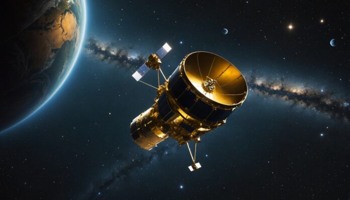 Illustration du télescope spatial Roman de la NASA flottant dans l'espace avant son lancement