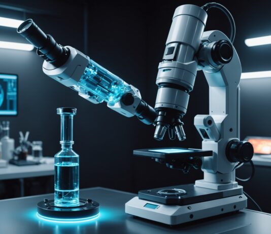 Agents IA : le nouveau standard d’Anthropic promet de connecter les machines physiques en quelques heures Illustration d'un agent IA pilotant un bras robotique et des instruments de laboratoire connectés
