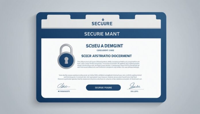 Illustration d'un document administratif sécurisé avec sceau numérique