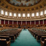 Hémicycle vide de l'Assemblée nationale française, session parlementaire