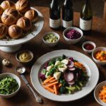 Assiette de produits fermentés et pain artisanal sur une table de bistrot français