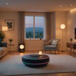 Intérieur de maison connectée avec appareils intelligents pilotés par IA