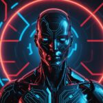 Illustration d'un agent IA autonome traversant une barrière numérique de cybersécurité