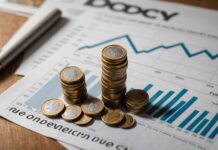 Banque de France : ce que ses nouvelles prévisions changent pour les Français Illustration symbolisant le ralentissement de l'économie française avec pièces et graphique en baisse