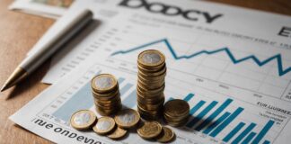 Banque de France : ce que ses nouvelles prévisions changent pour les Français Illustration symbolisant le ralentissement de l'économie française avec pièces et graphique en baisse