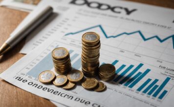 Banque de France : ce que ses nouvelles prévisions changent pour les Français Illustration symbolisant le ralentissement de l'économie française avec pièces et graphique en baisse