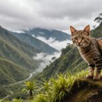 Petit félin sauvage tacheté tilcayo dans la forêt de montagne bolivienne