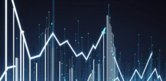 Pourquoi le numérique creuse l’écart de productivité entre la France et les États-Unis Illustration abstraite de l'économie numérique et de la productivité entre la France et les Etats-Unis