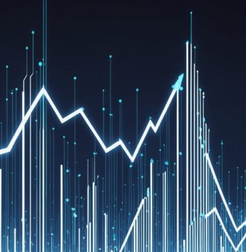 Pourquoi le numérique creuse l’écart de productivité entre la France et les États-Unis Illustration abstraite de l'économie numérique et de la productivité entre la France et les Etats-Unis