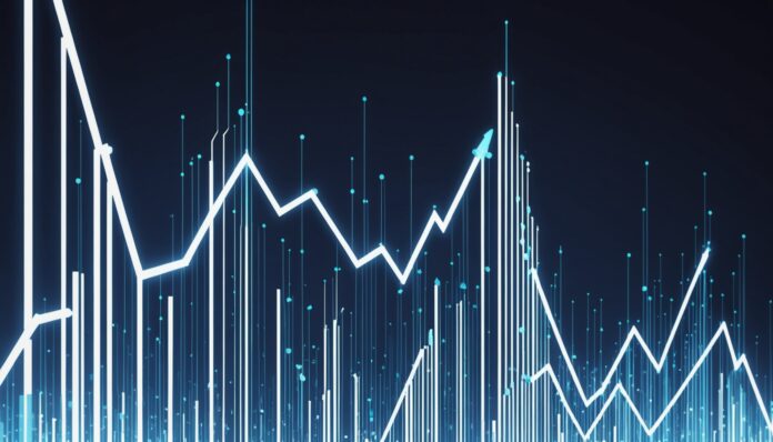 Illustration abstraite de l'économie numérique et de la productivité entre la France et les Etats-Unis