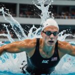 Nageur en pleine course de 200 m brasse, illustration du record du monde
