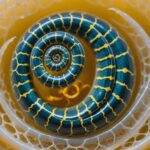 Illustration scientifique d'un embryon de serpent enroulé en spirale dans son œuf