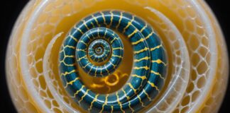 Serpents : pourquoi leurs embryons s’enroulent presque tous dans le même sens Illustration scientifique d'un embryon de serpent enroulé en spirale dans son œuf