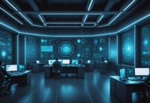 HiddenLayer lève 100 millions de dollars pour renforcer la sécurité des agents IA Illustration d'un bouclier numérique protégeant un réseau d'agents IA en entreprise