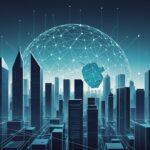 Illustration abstraite représentant l'intelligence artificielle et la productivité dans les entreprises françaises