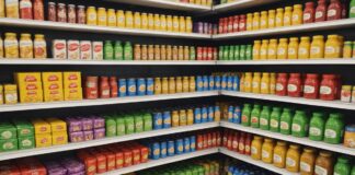 Nutri-Score obligatoire sur les produits préemballés : ce qui change dans les rayons Illustration d'un rayon de supermarché français avec des produits alimentaires préemballés